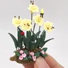 Decorative Figurines 1PC Mini Yellow Flower Bush Scale Model 1:12 Dollhouse Miniature Simulation Models Ornaments Home Decor Crafts