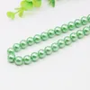 Necklace Earrings Set 10mm Green Shell Pearl Round Beads Neckchain Gifts For Girls 5cm Extension Chain Women's Jewelry Making/Design