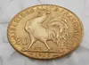 Frankrike 20 Francs 1908 Rooster Gold Copy Coin Shippi Brass Craft Ornaments Replica Coins Home Decoration Accessories5313495