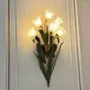 Wall Lamps WPD American Style Countryside Lamp French Pastoral LED Creative Flower Living Room Bedroom Corridor Home Decoration