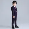 Trousers Boys Wedding Suit Kids Formal Jacket Vest Pants Bowtie Tuxedo Photography Set School Children Speech Host Performance Prom Dress