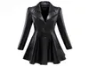 Women039s الجلود الجلدية من الجلد Scenets Nerazzurri Fit و Flare Faux Leather Coat المسحوق الطاشية الطويلة Skirte1115454