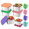 Lagringsflaskor 304 Rostfritt stål Crisper Lunch Box For Children Silicone Lid Sealed Snack Containers Portable Square Sauce Cup