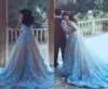 2017 Appliques Light Sky Blue Long Prom Dresses Vneck Sweep Train Formell Evening Celebrity Gowns Modest Party Dress6837095