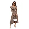 Casual Dresses For Women Independently Designed Ruffled V-Neck Long Sleeved Dress Wrapped In Open Hem Evenring Elegant Solid