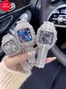 1 1 Moisanite Watch Luxury Diamond Watch Mens Watch Designer Watchs avec étui en acier précis et sangle Super Mirror Surface Luxury Watch Iced Out Watch 0212