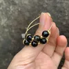 Серьги обруча Heyya Stone Natural Obsidian Simple Classic Round Circle Gemstone Jewelry Disterry ручной работы 14 тыс. Золото эксклюзив