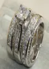 925 Sterling Silver White Clear 5A CZ Stones Wedding Bridal Rings Rings Dimensioni 5116878486