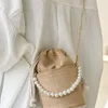 Storage Bags Custom Bridal Pearl Handbag Woven Bag Shower Gift Honeymoon Gifts For Bride To Be Hen Party Clutch