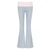 Women's Pants Y2K Grey Patchwork Low-waist Slim Sports Korean Casual Flare Trousers Leggings Joggers Sweatjpants Women