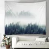 Tapestries Misty Forest Tapestry Mountains Nature Landscape Wall Hanging Home Living Room Bedroom Decoration Ackground Blanket