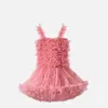Robes de fille sweet baby vêtements qualité tissu couleur solide halter gâteau de maille moelleux robe mignonne anniversaire princesse tutu