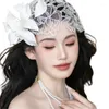 Clips de cheveux Elegant Headpiece Bride Wedding Veil Fascinator Mesh Flower Headwear adapté aux fêtes Mariages