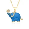New Accessories Instagram Style Colorful Oil Dropping Elephant Hanging Shaped Micro Set Zircon Pendant Necklace