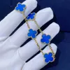 Van Van Lucky Four Leaf Bracelet High Version haute placage épaissis Rose épaissie Rose à double face Natural Blue Jade Marrow