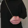 أكياس الكتف PU حقيبة نسائية صغيرة الأزياء سلسلة الشفاه الحمراء حقيبة اليد السيدات المحفظة Crossbody مسائية القابض الهاتف المحمول