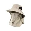 Berets Sunshade Hat Big Eal Mask Mask Fishing Outdoor Hiking Protection Sun Caps Werk afneembare klimsporten R4R3