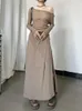 Повседневные платья Shemoda Модное платье с двумя частями можно носить отдельно сетку с длинными рукавами