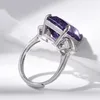 Clusterringe S925 Sterling Silber für Frauen Mode Einbezogene Schneidfläche Big Natural Amethyst Zirkon Schmuck