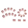 Falsche Nägel 24 PCs kurzer französischer minimalistischer Glitzer mit 1 Jelly -Gel und Nagelfeile