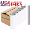 US /CA Local Warehouse Sublimation Blanks Mugs 20oz Stainless Steel Straight Tumblers White Tumbler with Lids and Straw Heat Transfer Cups 25pcs/carton 0414