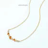 Nuevo collar de granada de naranja geométrica minimalista con una cadena de clavel de temperamento ligero y lujoso