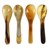 Ложки 4pcs рог кофейная ложка Dessert Dessert Scoop Mini помешивание быка суп рога банкет эспрессо золотая ручка туалетная посуда кухонная посуда