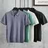 Herren Polos Sommer Herren Luxuskleidung V-Ausschnitt Polo Hemd Cleascled Striped Solid Short Sleeve T-Shirt atmungsaktiv