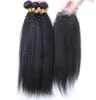 Good Quality Kinky Straight Hair Bundles With Lace Closure 4PcsLot Italian Coarse Yaki Hair Weaves With 4x4 Lace Closure9749900