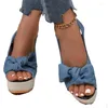 Sandals Bow High Heels Women Wedges Summer Shoes 2024 Fashion Slippers Walking Slides Outdoor Pumps Flip Flops Chaussures Femme