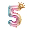 Numéro de couronne de 32 pouces Ballon Ballon Enfants Numéros de décoration d'anniversaire Couronnes en aluminium Ballousins Gradient Color Balloons Th1392