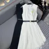 Womens Casual Dresses Designer U-neck Skirt 2024SS Summer Fashion shortwig Classic Letter Long Skirt Woman Clothes