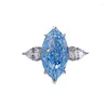 Cluster Rings SpringLady Luxury Silver 925 Jewelry Wedding Aquamarine Marquise Cut Crystals Diamond Fine For Woman Party Gifts