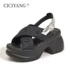 Ciciyang Sandals Sandals for Women Summer Ladies 85cm Plataforma High Salto alto Sapatos Black Bege Womens 240407