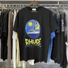 Clube de iate Rh RH Trendy Impresso de alto peso de fios duplos de algodão puro masculino casual e feminina mesma camiseta de manga curta