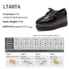 Casual Shoes Women's Thick Soles 2024 Spring Square Toe Lacing Patent Leather Slope Heel Increase HZB-761-8