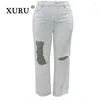 Damesjeans Xuru - Europese en Amerikaanse losse hole Wear sexy verkopen Witte lange Long K1-3219