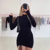 Hip Party Club Fall Spring Basic Basic Long Sleeve O Neck Mini Bodycon Dress