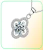 Yhamni Bijoux Fine Collier en argent solide Ensemble de forme de trèfle 1 ct sona cz diamant pendentif collier pour femmes bijoux de mariage 4Y5697830