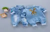 Spring Baby Toddler Long Rleeve Lapel Obroźne dżinsy jeansy żyrafowe wzór Rompers Rompers Kids Jokes Roupas de Bebe Ly087372333