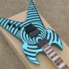 Guitar VType 6string Paint Electric Guitar, czarna z zieloną farbą, może również dostosować się w dowolnym kolorze