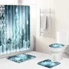 Bath Mats Zeegle Merry Christmas Shower Curtain Washable Toilet Mat Bathroom Carpet Anti-slip Absorbent Rug Set