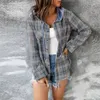 Womens Fashion Check Casual Loose Shirt Jacket Autumn Long Sleeve Plaid Hooded Tops Plus Size Clothing 20232024 240412