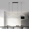 Modern LED -pendelljus guld/svart lång linje hängande ljus för restaurangstudie kök kontor kaffe hem dekoration lyx
