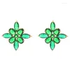 Stud Earrings Silver Needle Super Fairy Green Leaf Flower Female Design Sense Light Luxury Temperament Fashion Versatile
