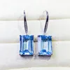 Boucles d'oreilles en peluche naturel réel topaze drop gouttes d'oreille Rectangle style 9.5ct 2pcs Gemstone 925 Sterling Silver Fine Jewelry J231139