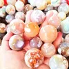 Decorative Figurines 1 Piece Natural Small Flower Agate Sphere Home Decoration Spiritual Healing Crystal