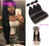 Indian 3 paquets avec en dentelle frontale 360 Pré-cueillette Baby Hair vierge Human Human Silky Right Hair Extensions