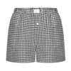 Kvinnors shorts plädtryck över knälängd hög midja casual streetwear sömnkläder för komfort