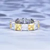 Cluster Rings Kofsac Luxury Two Color Crystal Super блестящий циркон кольцо леди ювелирные изделия 925 Серебряное серебро для женщин подарки на День святого Валентина